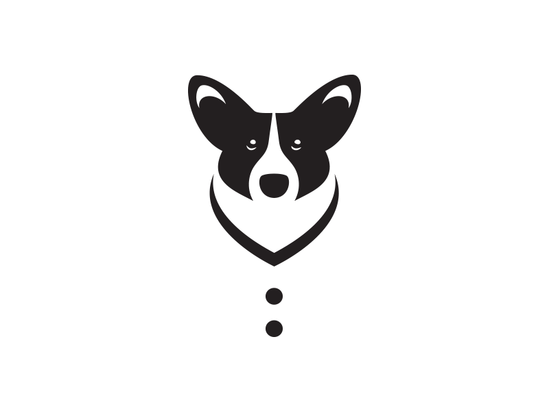 Corgi Cardigan minimalism illustration logo positive space negative space black and white cardigan corgi dog