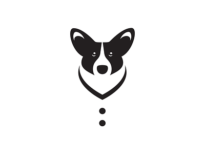 Corgi Cardigan black and white cardigan corgi dog illustration logo minimalism negative space positive space