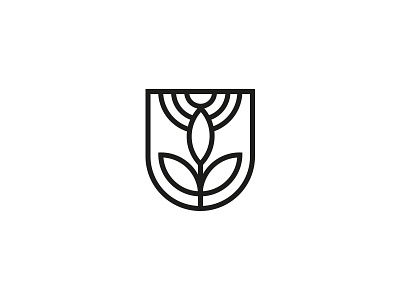 Nature lines logo minimalistic plant shield sun