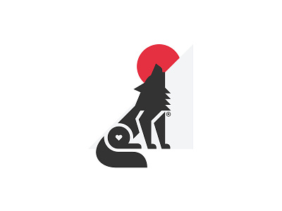 Wolf geometry howl illustration logo mark moon symbol wolf