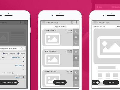 Mobile - Wireframe - Car Buying automobile ecommerce mobile mobile app design ux wireframes