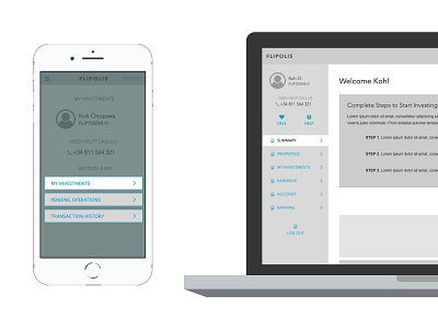 Responsive Flipolis - Web App - Pt 1 of 3 financial app mobile responsive web app wireframe