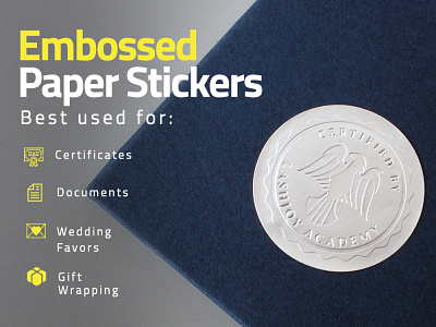 Embossed Paper Stickers branding design sticker