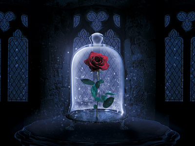 Frozen Rose beautyandthebeast dark photomanipulation poster art rose snow