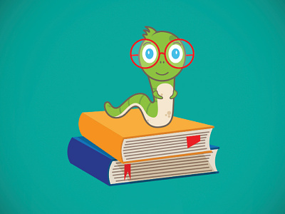 Wally The Book Worm character illustration design graphic design icon illustration