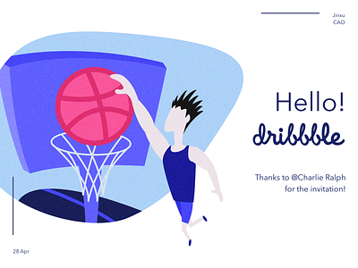 Hello, dribbble! basketball design dribbble dribbble ball hello illustration layout shooting typography ui web