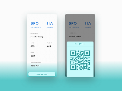 Daily UI 024 - Boarding Pass boarding pass daily ui mobile qr code