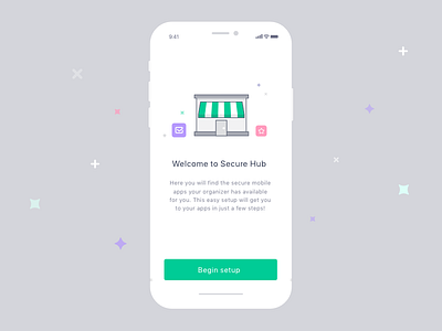 Secure Hub onboarding illustrations by Citrix clean design enterprise app illustrations instructions iphone x mobile ui onboarding experience security set up simple ui