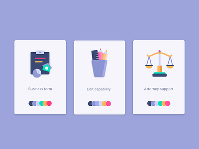 Legal business illustration/icon set business icons icon illustration multi colors product highlights top features vector