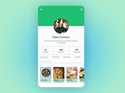 User Profile Page cooking dailyui uidailychallenge user experience user interface user profile