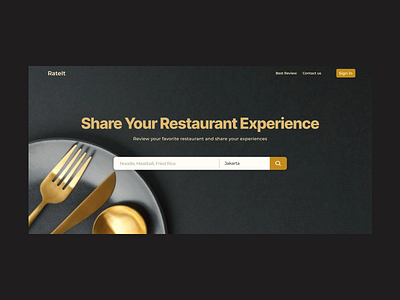 Review Platform for Restaurants black clean ui food gold hero landing page restaurant review uidaily webdesign website