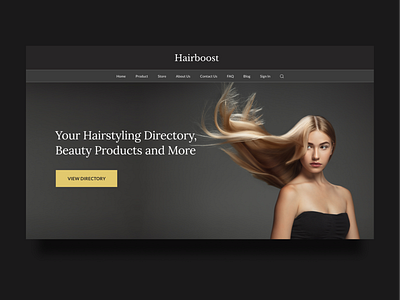 Hairstyling and Beauty Products Website beauty beauty product clean ui dark gold hair hairstyle landing page minimalist ui ux webdesign website woman