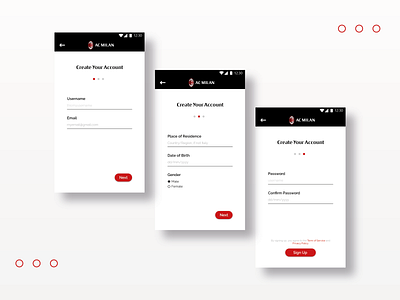 AC Milan Sign Up Form ac milan android app design form ios sign up ui uidaily uidailychallenge ux