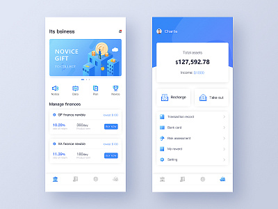 Financial app app beach blue gradient icon illustration 插图