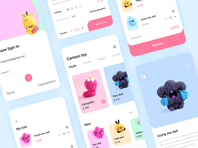 Toy store app concept design gradient icon toy store typography ux vector 概念
