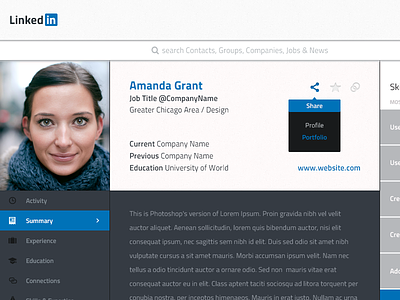 Linkedin Profile Redesign app brand button drop down hover identity ipad linkedin logo menu modern profile redesign responsive search ui ux visual communication web design