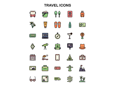 Travel icons adobe illustrator cc affinitydesigner design dribbble iconography iconset illustration vector