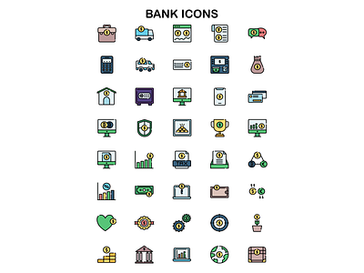 Bank Icons affinitydesigner bank icon icons icons pack iconset illustration line icons ui web design