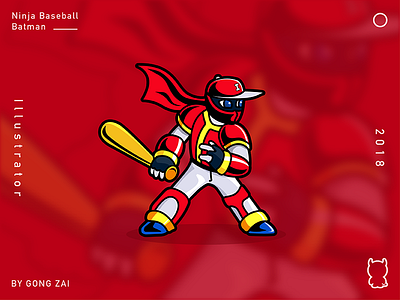 Ninja Baseball Batman design illustration