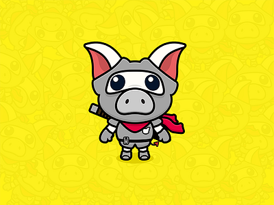 Ninja pig design illustration