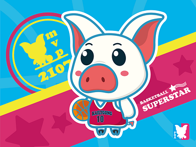 Basketball Piglet design illustration