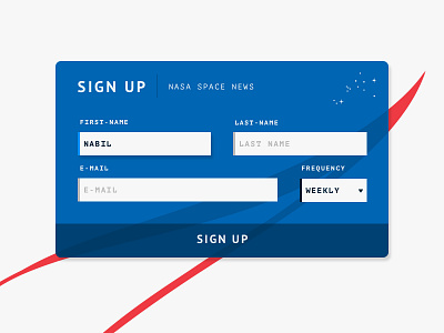 Nasa Newsletter: Day 001 blue card cards daily ui elements form nasa red signup space stars ui