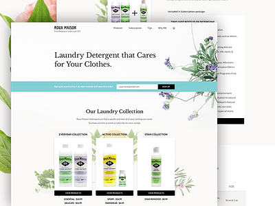 Roux Maison floral flowers foliage imagery laundry products soft store subscription warmth web