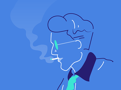 Exploring new styles bust character face glasses hair illo illustration journalist lines smoking tie