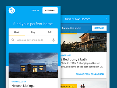UX Guidelines app cards design landing material real estate search ui ux