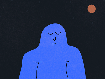 Bluman blue drawing illustration moon person texture