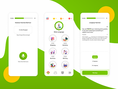 Redesign Duolingo Mobile App clean ui education education app learning learning app learning platform mobile app design mobile design product design ui ui design ux ux design ux research