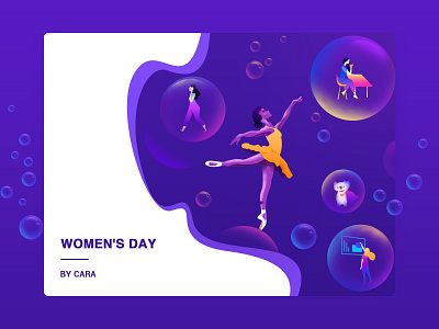 WOMEN'S DAY analysis art ballet bear bubble character color creativity dancer design illustration office people ui ux vector water women work