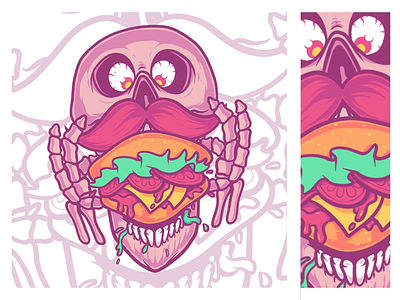 Delicious ! artwork burger eat food illustration procreate skull t shirt urban zombie