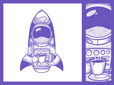 Space Coffee astro astronaut coffee icon logo moon rocket space