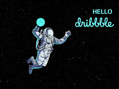 HELLO dribbble astronauts basketball first shot hellodribbble illustration