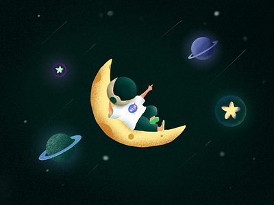 Astronaut series-4 cute illustration ipad procreate