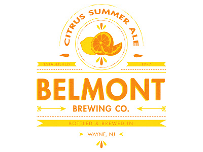 Belmont Brewing Co. ale arrows banner beer citrus fruit label nj packaging summer typography wayne