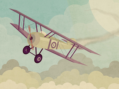 Pioneers of Flight. airplane biplane clouds digital illustration illustrator propellor retro sky vintage