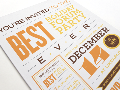 Holiday Party Invitations holiday invitation orange party print retro type typography