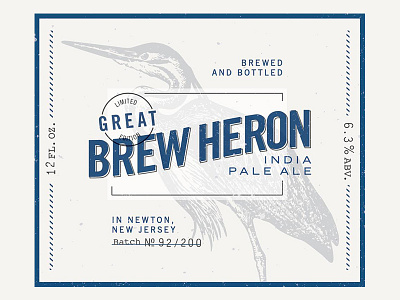 Great Brew Heron beer bottle brew heron ipa label packaging retro vintage