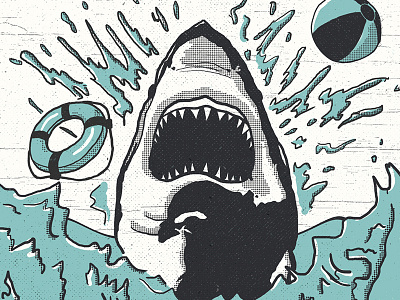 Shork album art beach halftone illustration ocean record cover shark wip