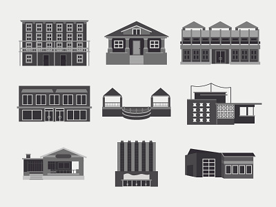 Buildings building flat geometric illustration map simple vector