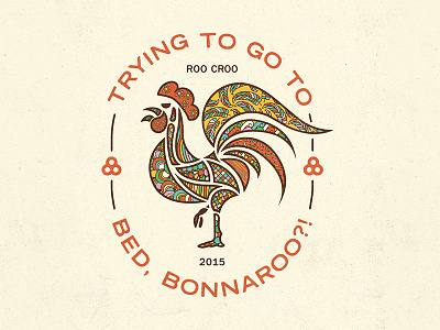 Bonnarooster badge bonnaroo camping colorful farm festival illustration logo music rooster trippy