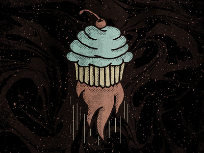 Intergalactic Cupcake cupcake dessert illustration intergalactic rocket space texture