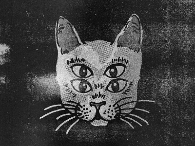 Intergalactic Cat black white cat drawing eyes grunge illustration texture