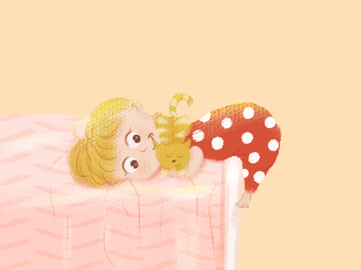 Baby and cat animation design illustration