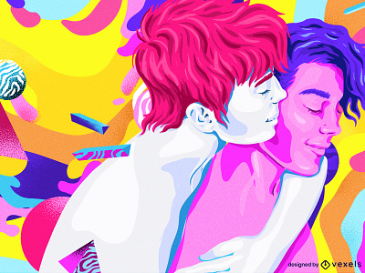 Happy Pride Month art bright character couple design gay illustration illustrator lgbt lgbtq lgbtqia pride psychedelic vector