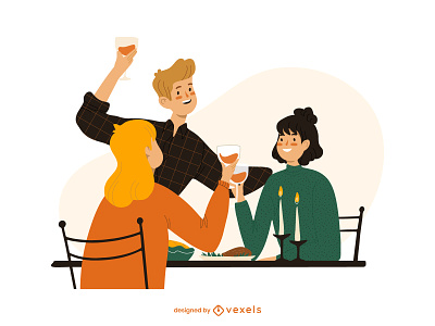 Dinner with friends character design family food friend illustration illustrator thanksgiving vector