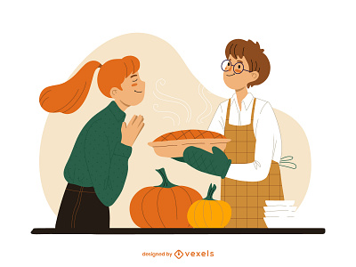 Mmmmmm... art character chef cooking design female festive illustration illustrator pie pumpkin season thanksgiving vector