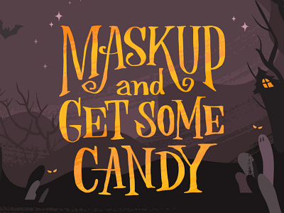 Mask up! design halloween illustration lettering mask quarantine